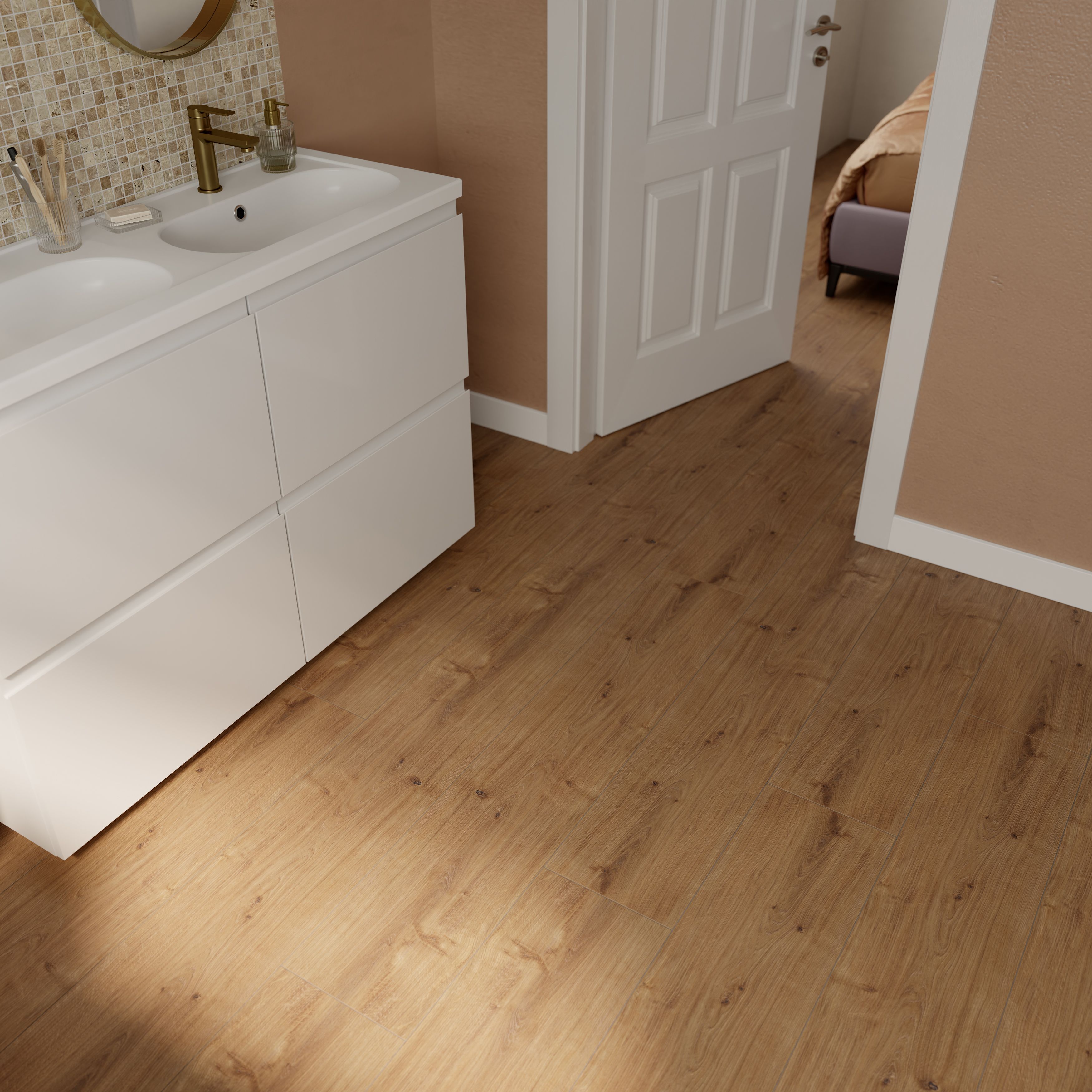 GoodHome Italo Walnut Oak effect Textured Click vinyl Planks, 2.36m²