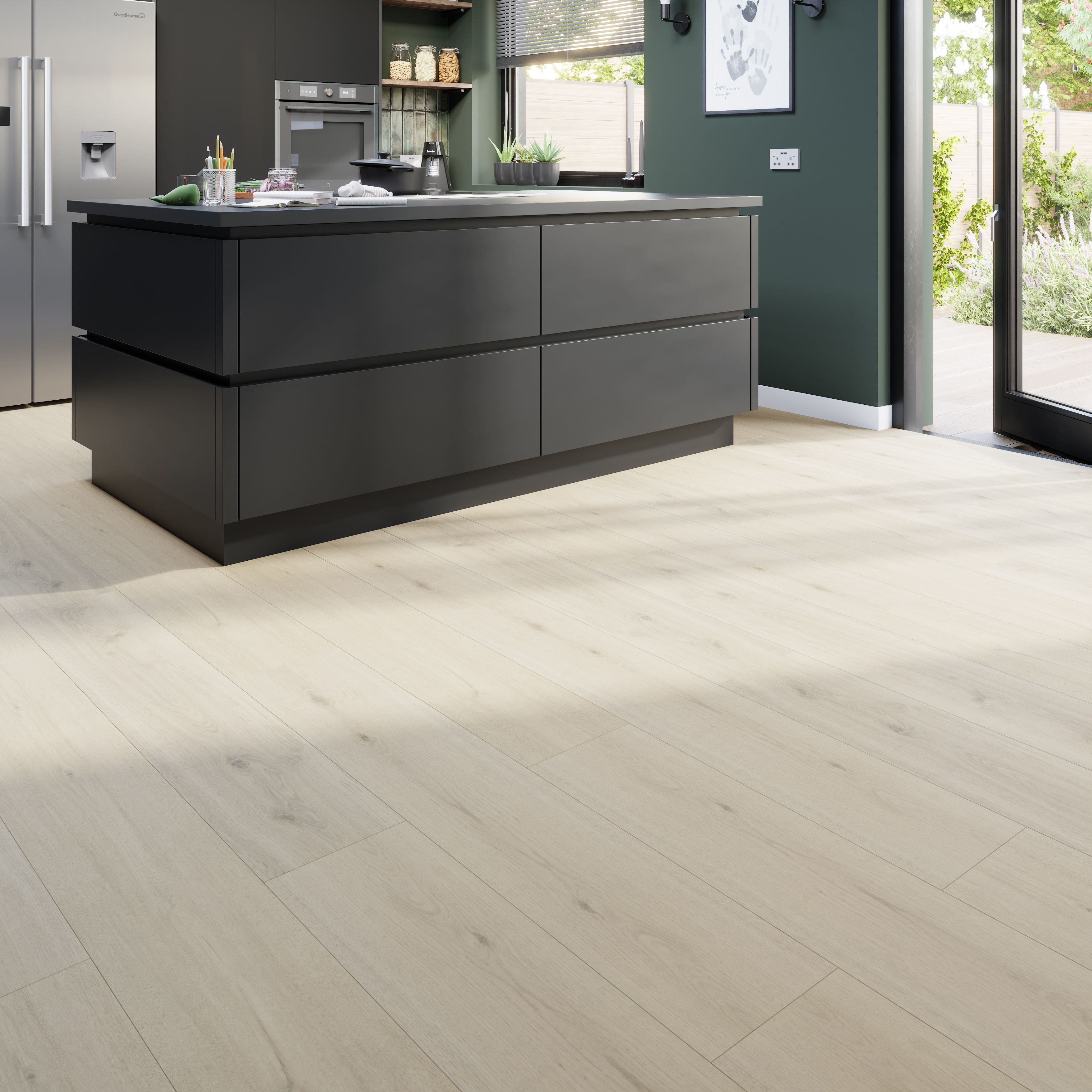 GoodHome Italo White Bleached Oak effect Textured Click vinyl Planks, 2 ...