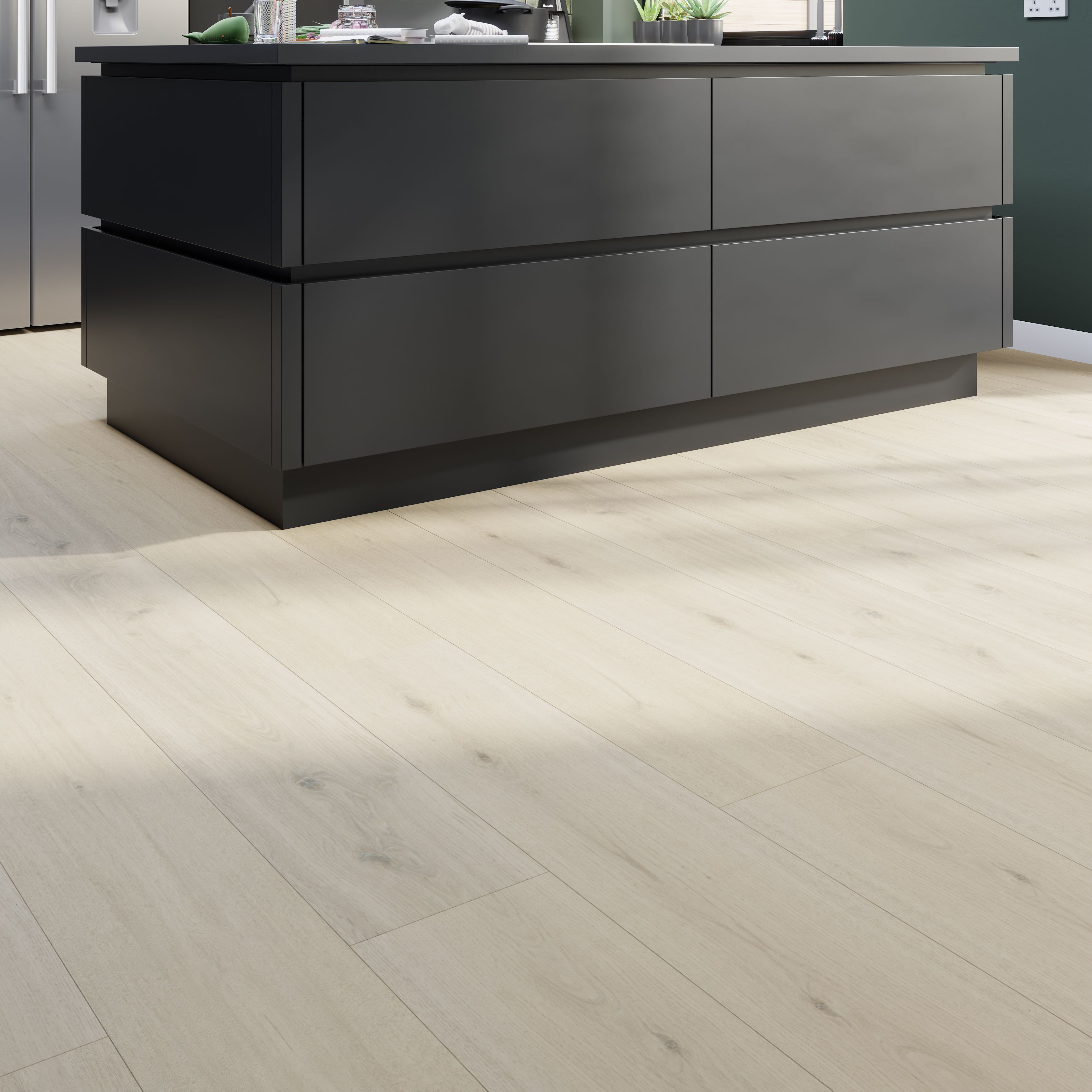 GoodHome Italo White Bleached Oak effect Textured Click