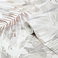 GoodHome Jarava Beige Leaves Textured Wallpaper