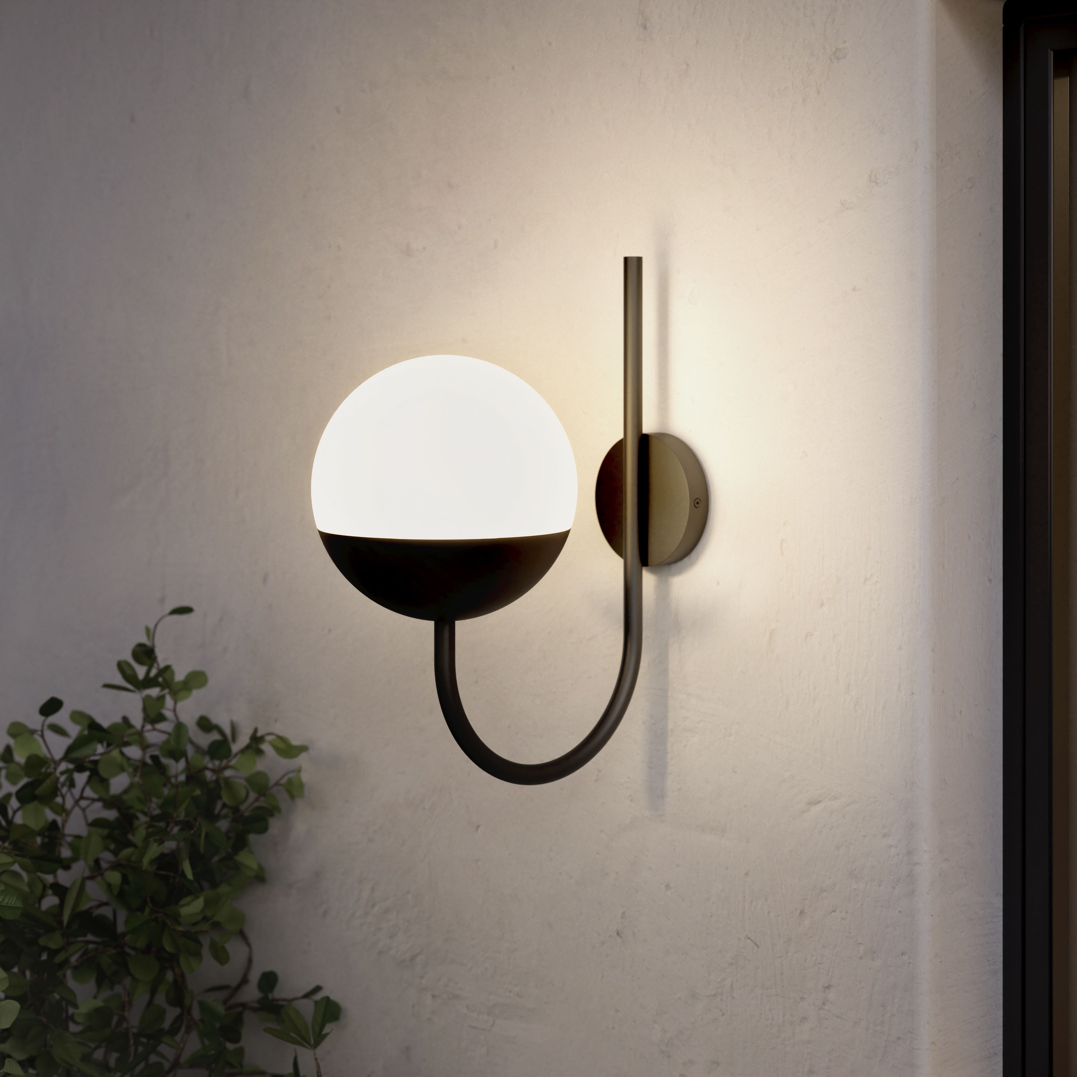 GoodHome Jarrow Fixed Matt Black Mains-powered Outdoor Wall light (Dia ...