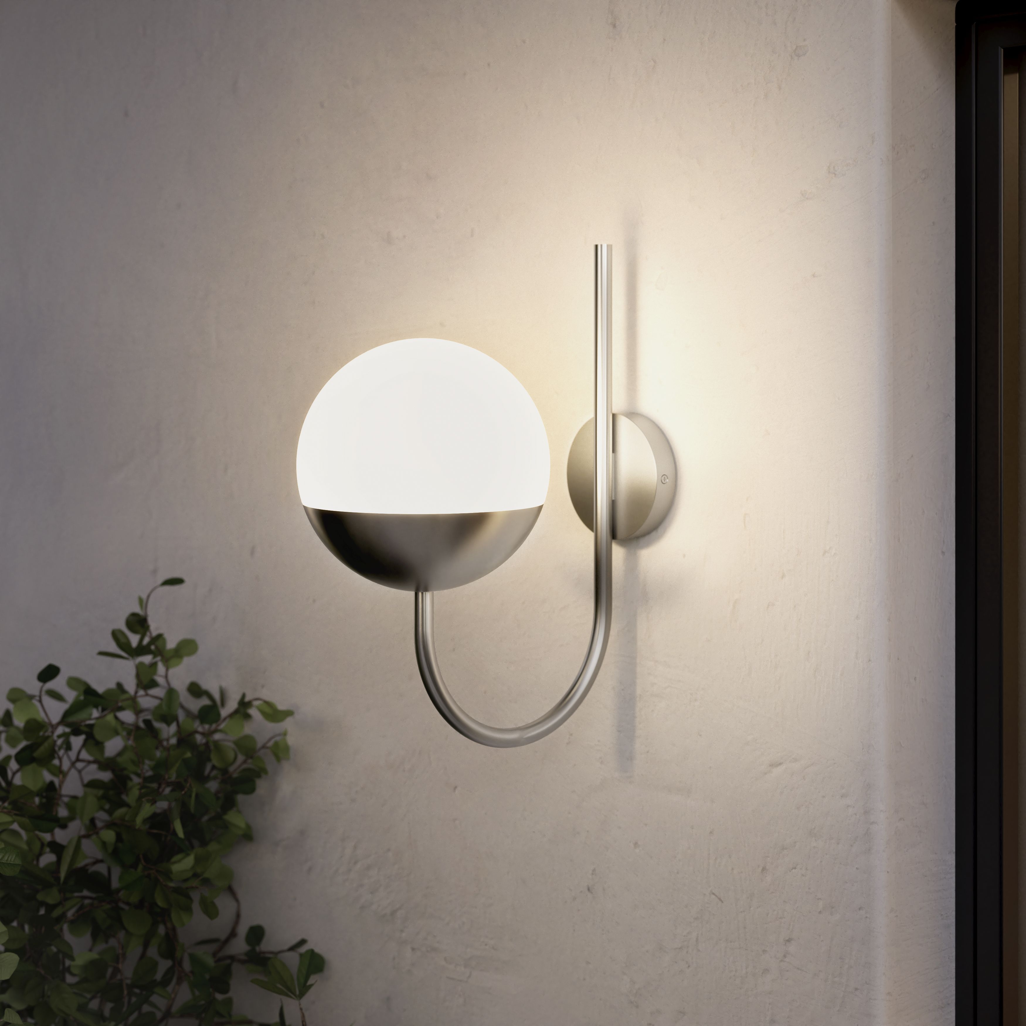 GoodHome Jarrow Fixed Stainless steel Mains-powered Outdoor Wall light ...