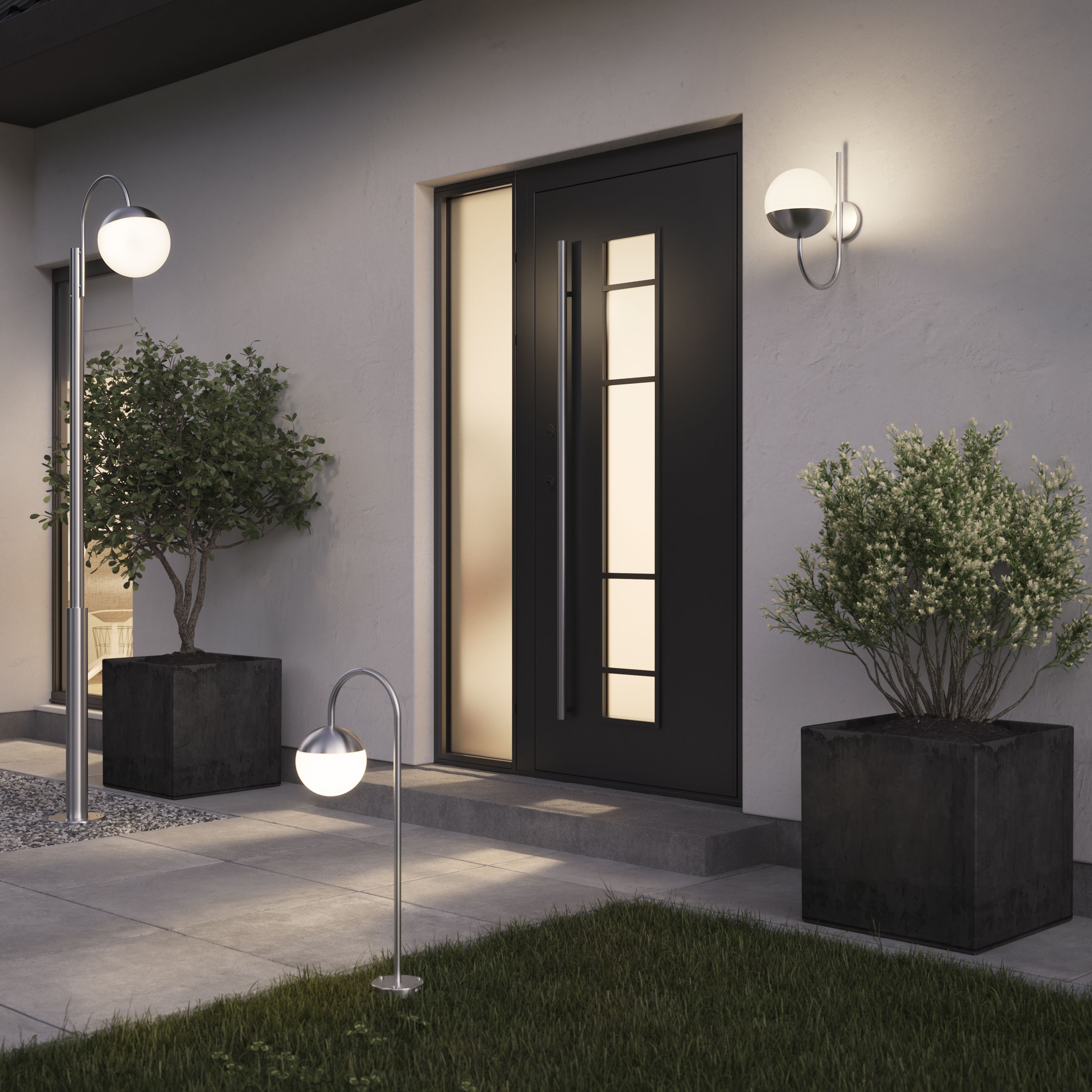 GoodHome Jarrow Fixed Stainless steel Mains-powered Outdoor Wall light (Dia)20.5cm