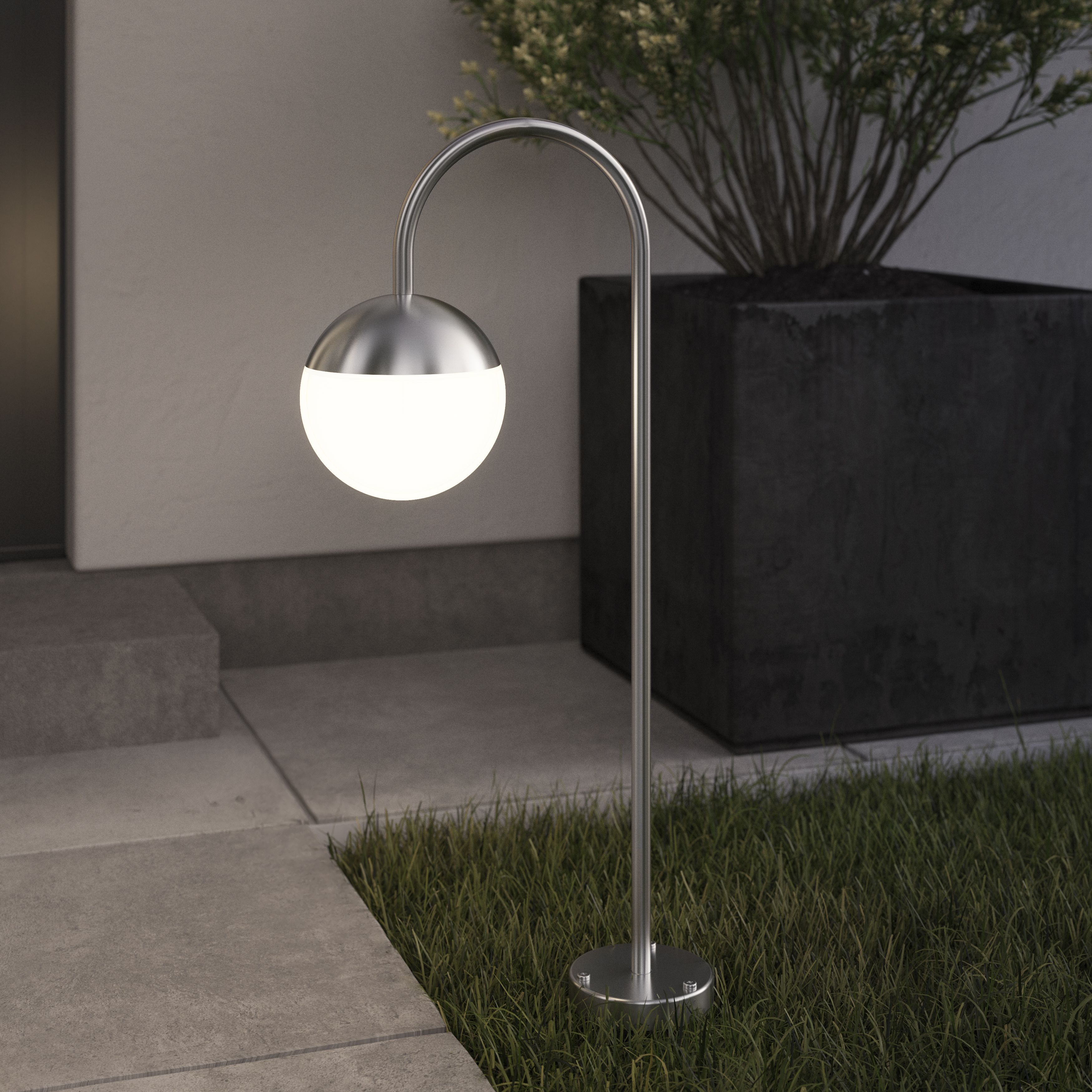 GoodHome Jarrow Stainless steel Mains-powered 1 lamp Outdoor Post light (H)700mm