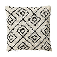 GoodHome Jaspar White Geometric Indoor Cushion (L)50cm x (W)50cm