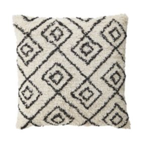 GoodHome Jaspar White Geometric Indoor Cushion (L)50cm x (W)50cm