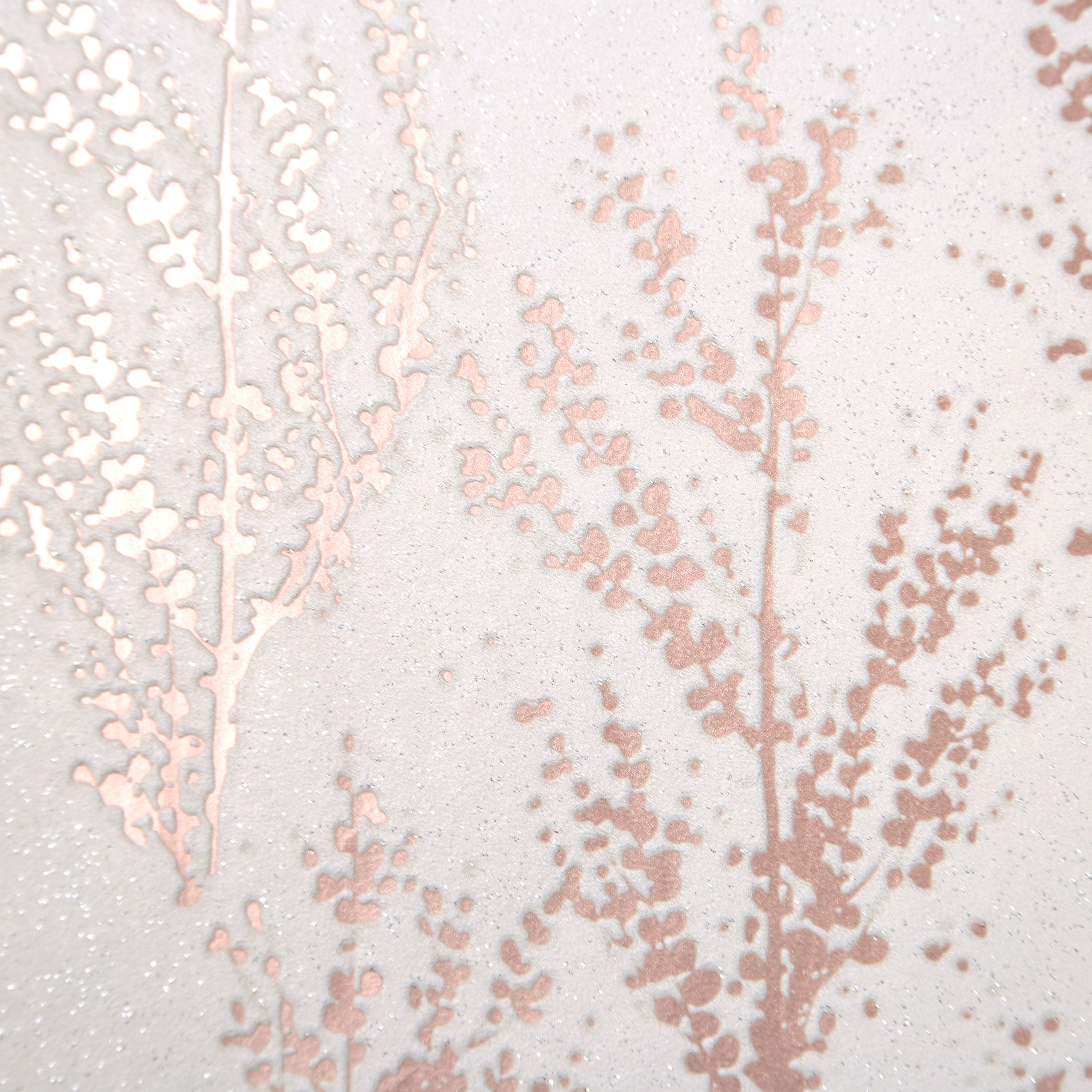 GoodHome Jatoba Beige Rose gold glitter effect Tree Textured Wallpaper Sample