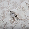 GoodHome Jatoba Beige Tree Rose gold glitter effect Textured Wallpaper
