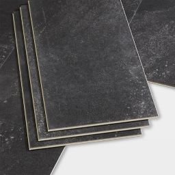 GoodHome Jazy Charcoal Tile effect Luxury vinyl click flooring, 2.23m² Pack