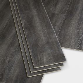 GoodHome Jazy Dark grey Wood effect Luxury vinyl click flooring, 2.56m² Pack