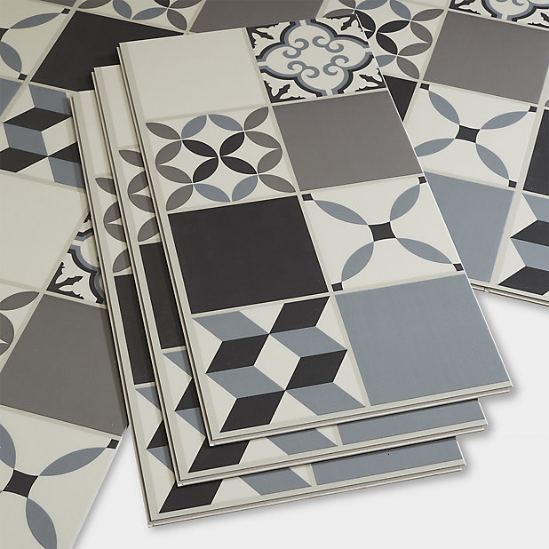 Goodhome Jazy Grey Mosaic Effect Luxury, Lvt Vinyl Floor Tiles