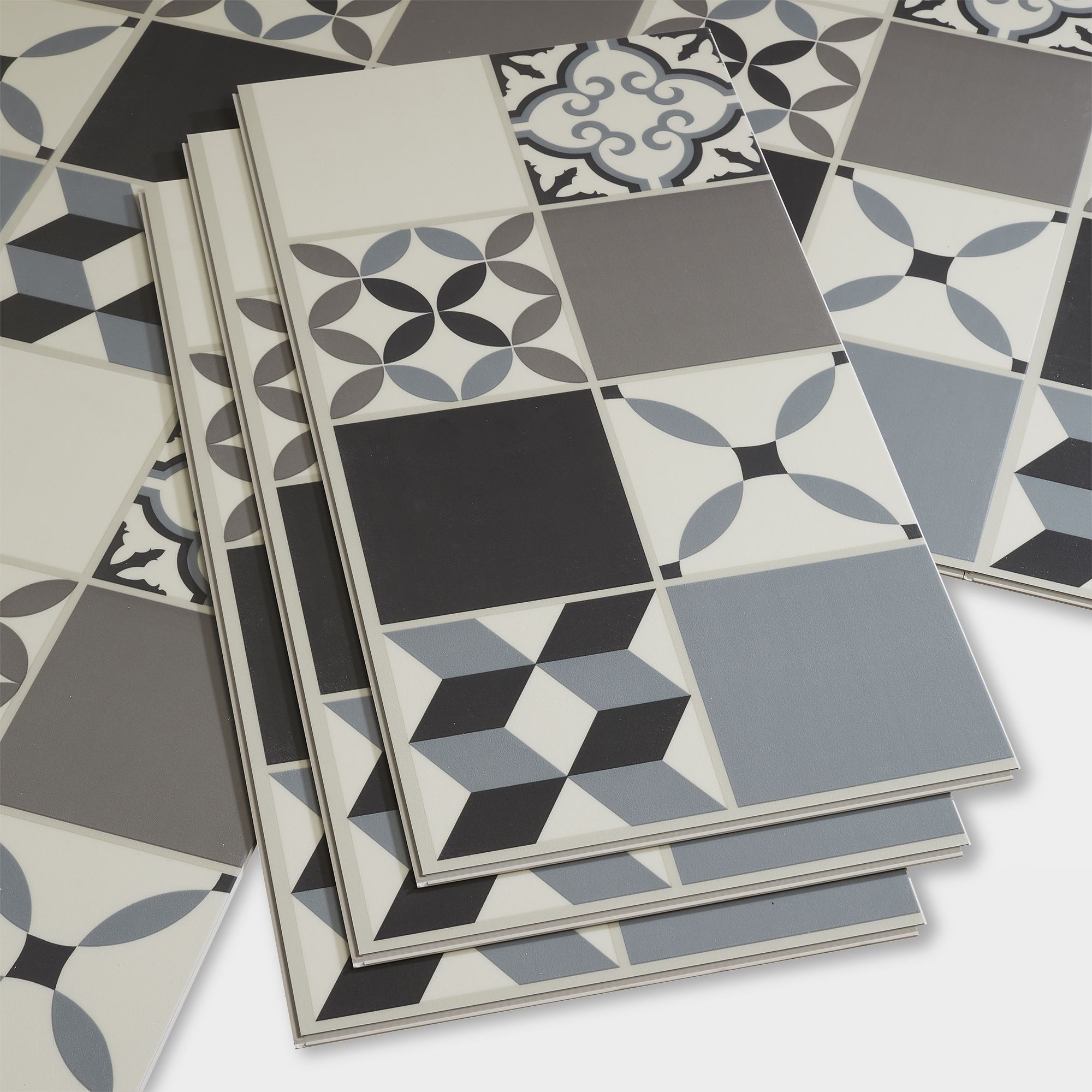 GoodHome Jazy Grey Mosaic effect Luxury vinyl click Vinyl tile, 2.23m²