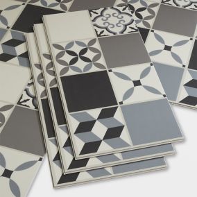 GoodHome Jazy Grey Mosaic effect Vinyl tile, 2.23m² Pack of 12
