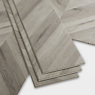 GoodHome Jazy Grey Parquet effect Luxury vinyl click flooring, 2.24m² Pack