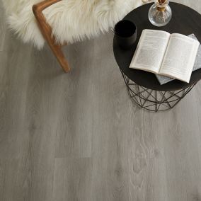 GoodHome Jazy Grey Wood effect Vinyl tile, 2.2m² Pack of 10