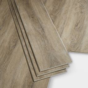 GoodHome Jazy Natural grey Wood effect Vinyl tile, 2.24m² Pack of 8