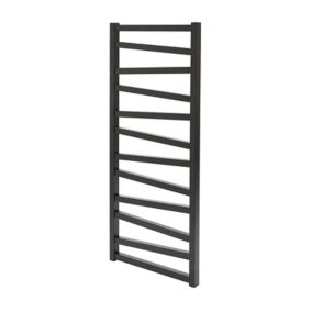 GoodHome Joinville, Black Vertical Towel radiator (W)500mm x (H)1180mm