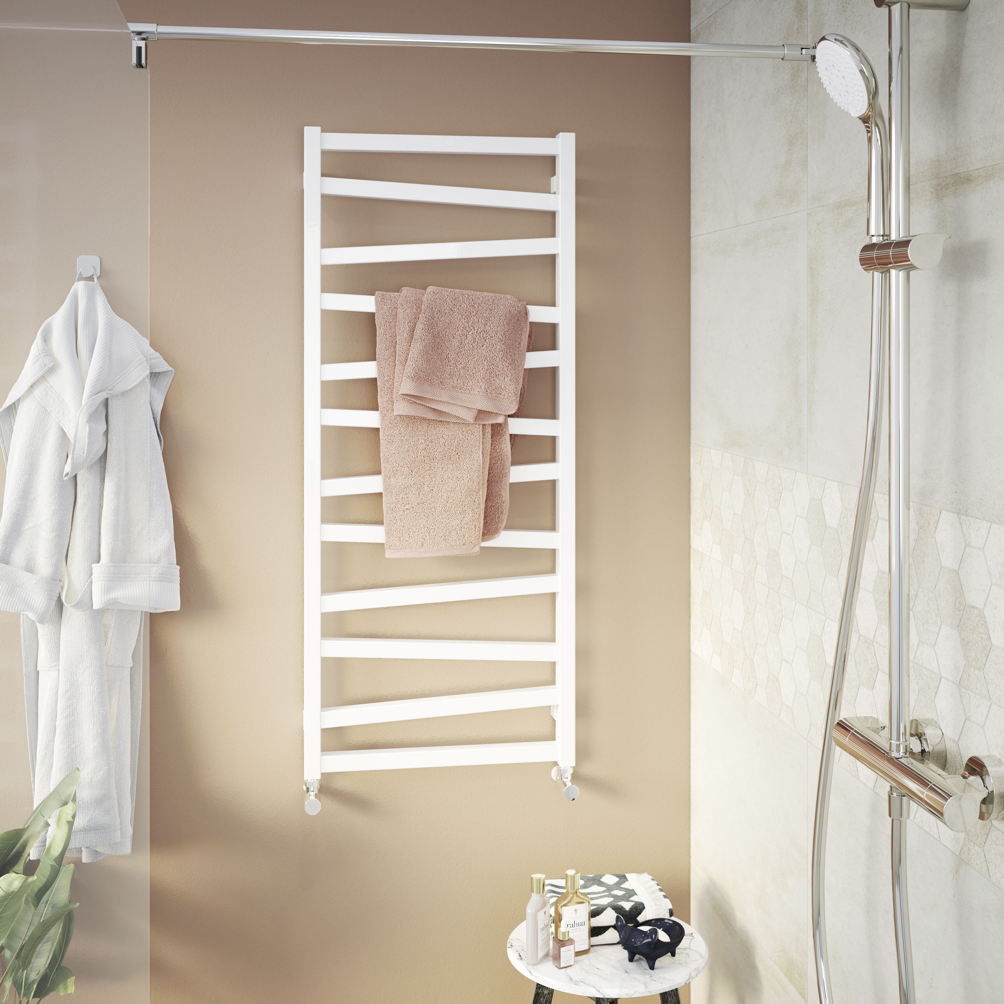 GoodHome Joinville White 1686BTU Vertical Towel radiator (W)500mm x (H)1180mm
