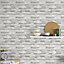 GoodHome Jori Grey & white Brick Textured Wallpaper Sample