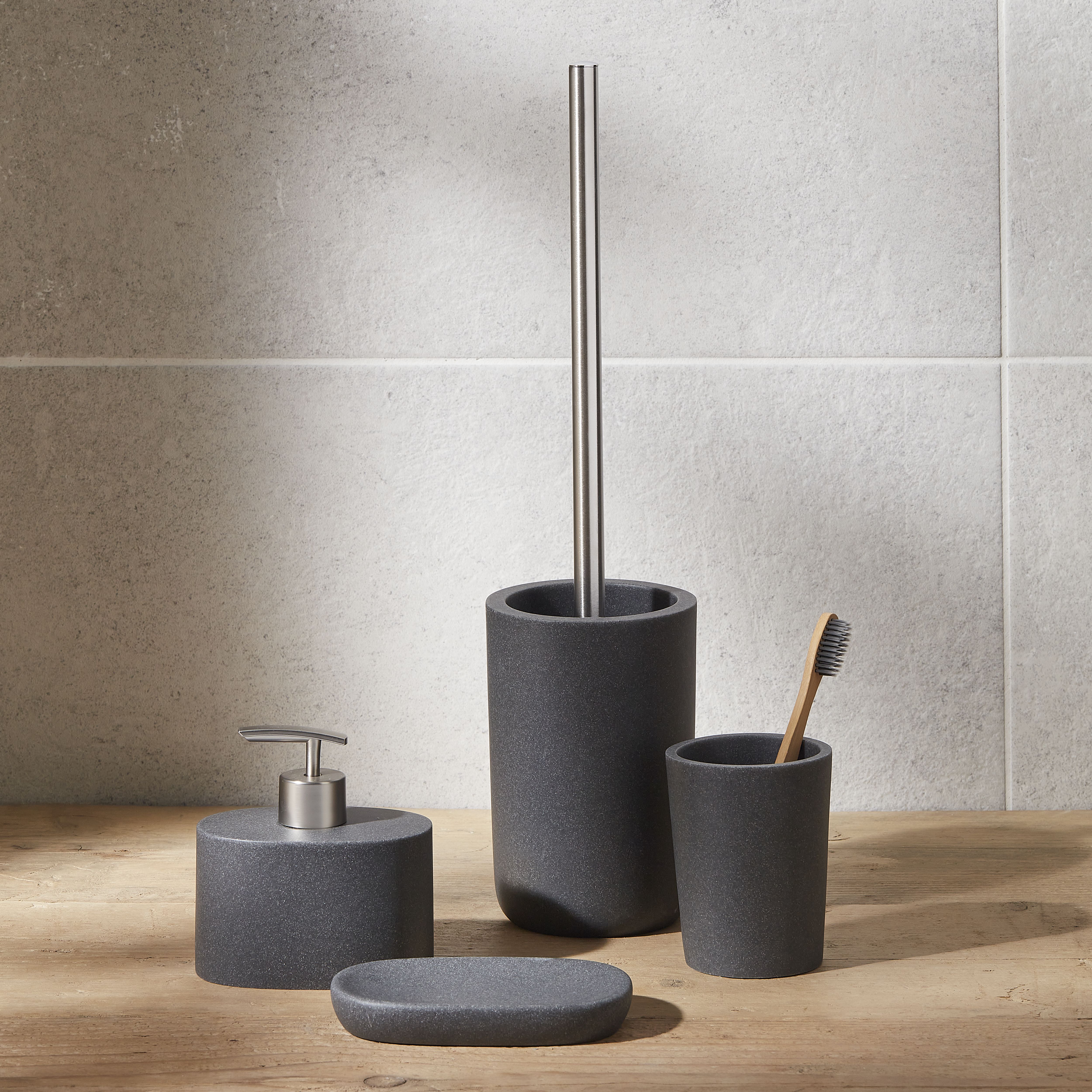 Stone effect toilet brush hot sale holder