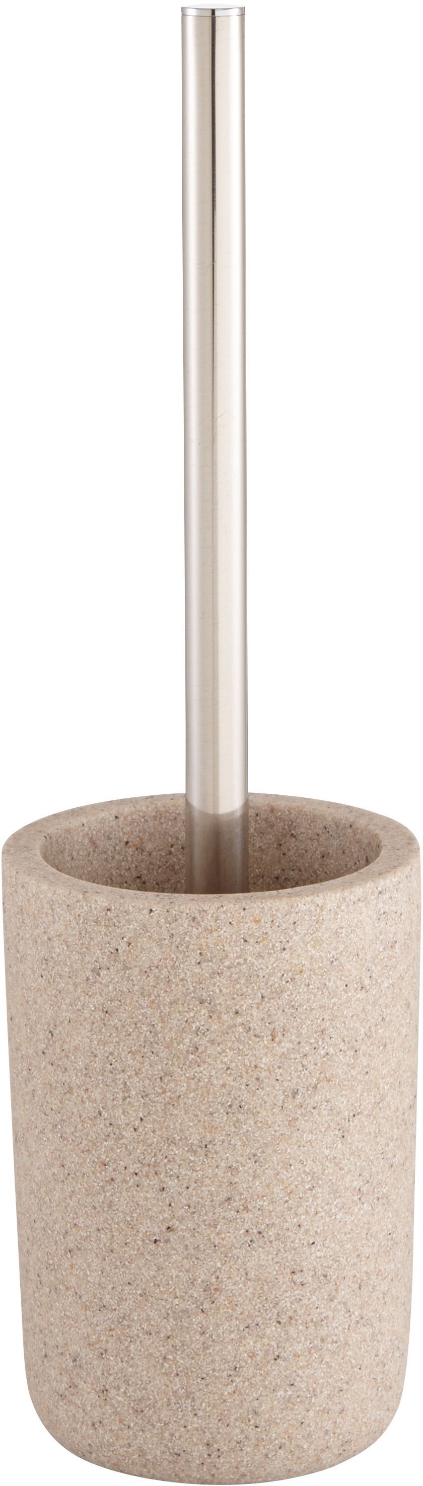GoodHome Jubba Polymer resin & stainless steel Sandstone effect Toilet brush & holder
