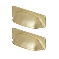 GoodHome Juniper Brass effect Gold Kitchen cabinets Handle (L)9.6cm, Pack of 2