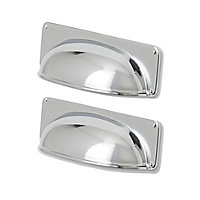 GoodHome Juniper Chrome effect Silver Kitchen cabinets Handle (L)9.6cm, Pack of 2
