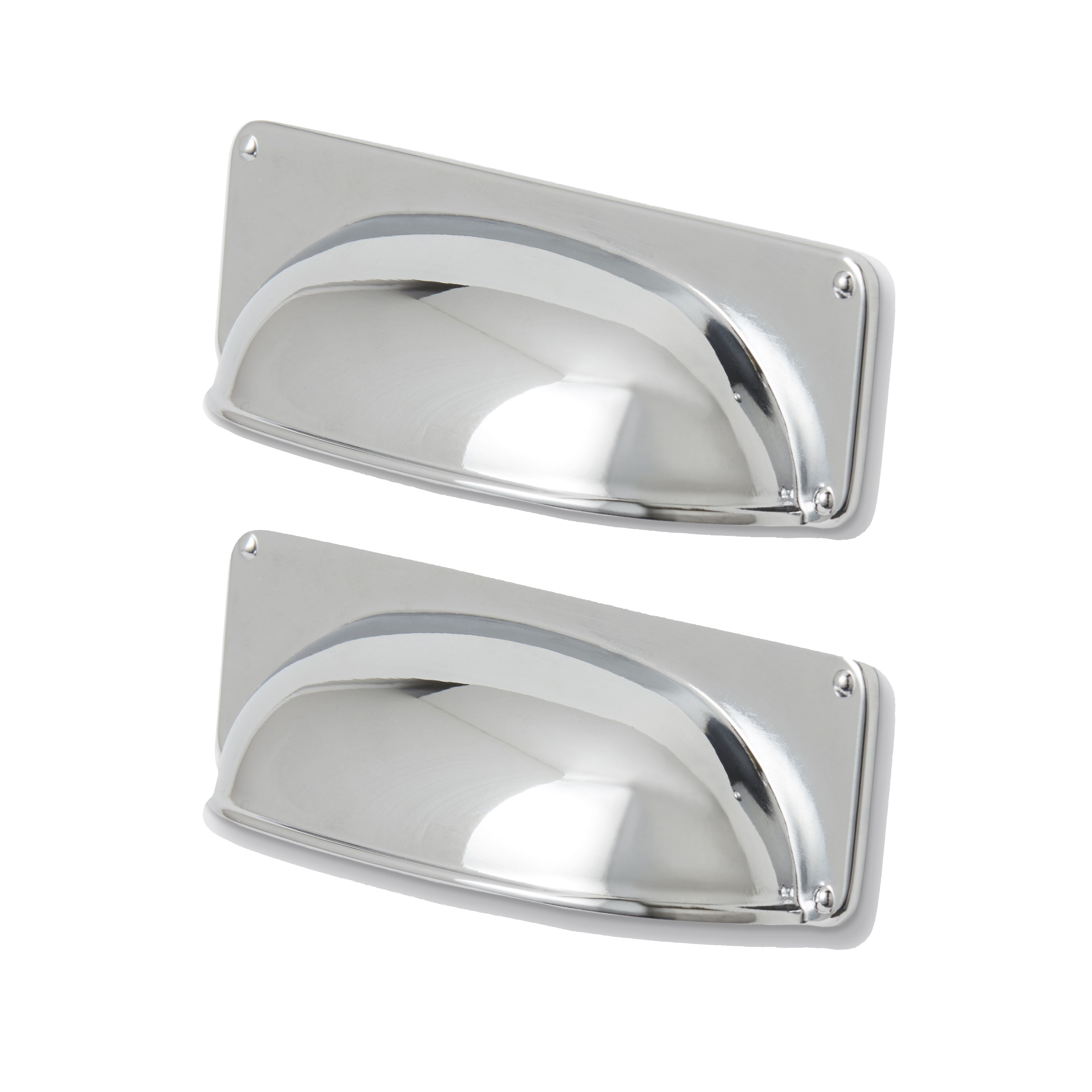 GoodHome Juniper Chrome effect Silver Kitchen cabinets Handle (L)9.6cm, Pack of 2