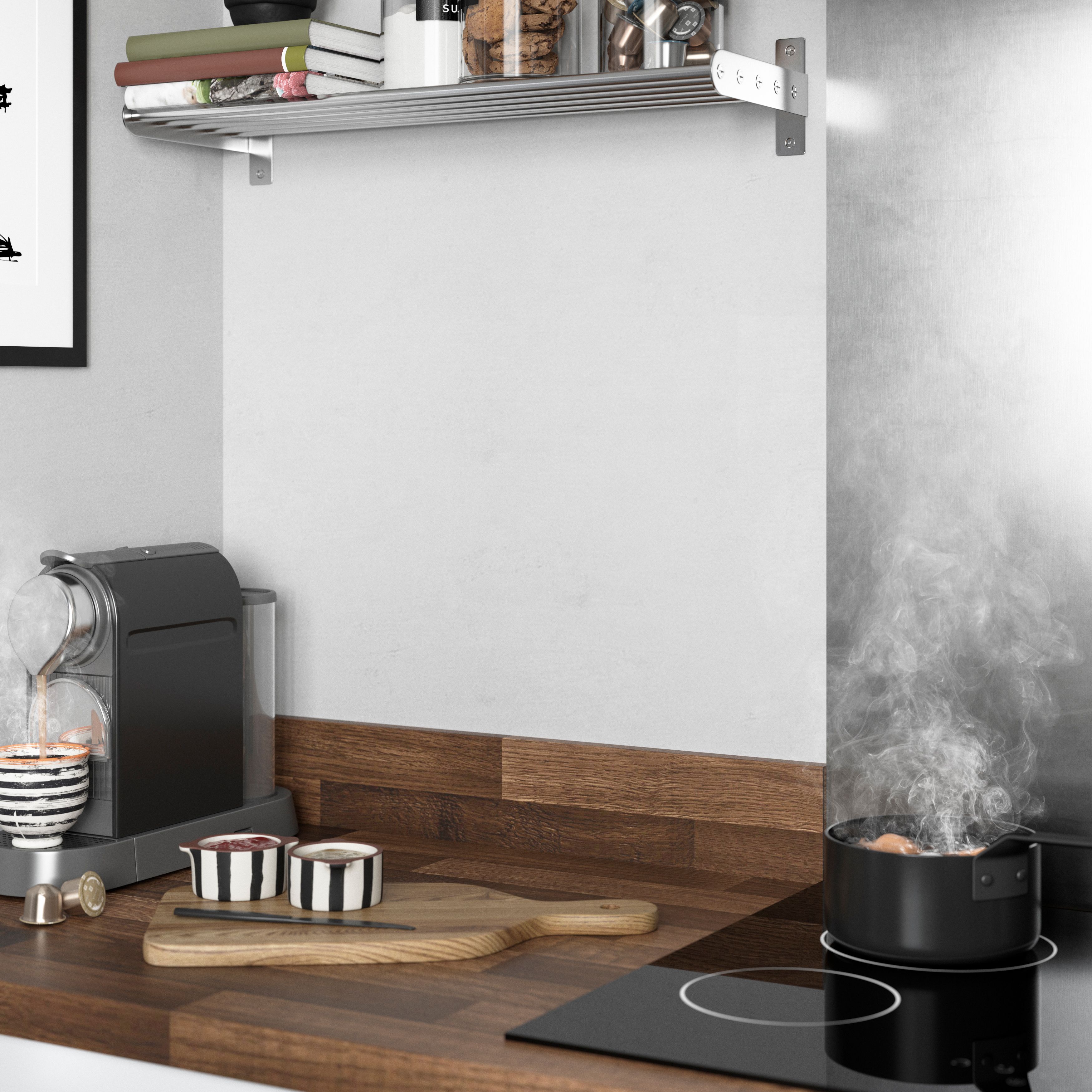 GoodHome Kabsa Matt Walnut effect Timber particle board Kitchen Upstand (L)3000mm