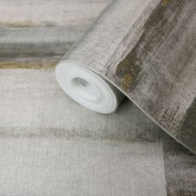 GoodHome Kaeni Grey Striped Textured Wallpaper