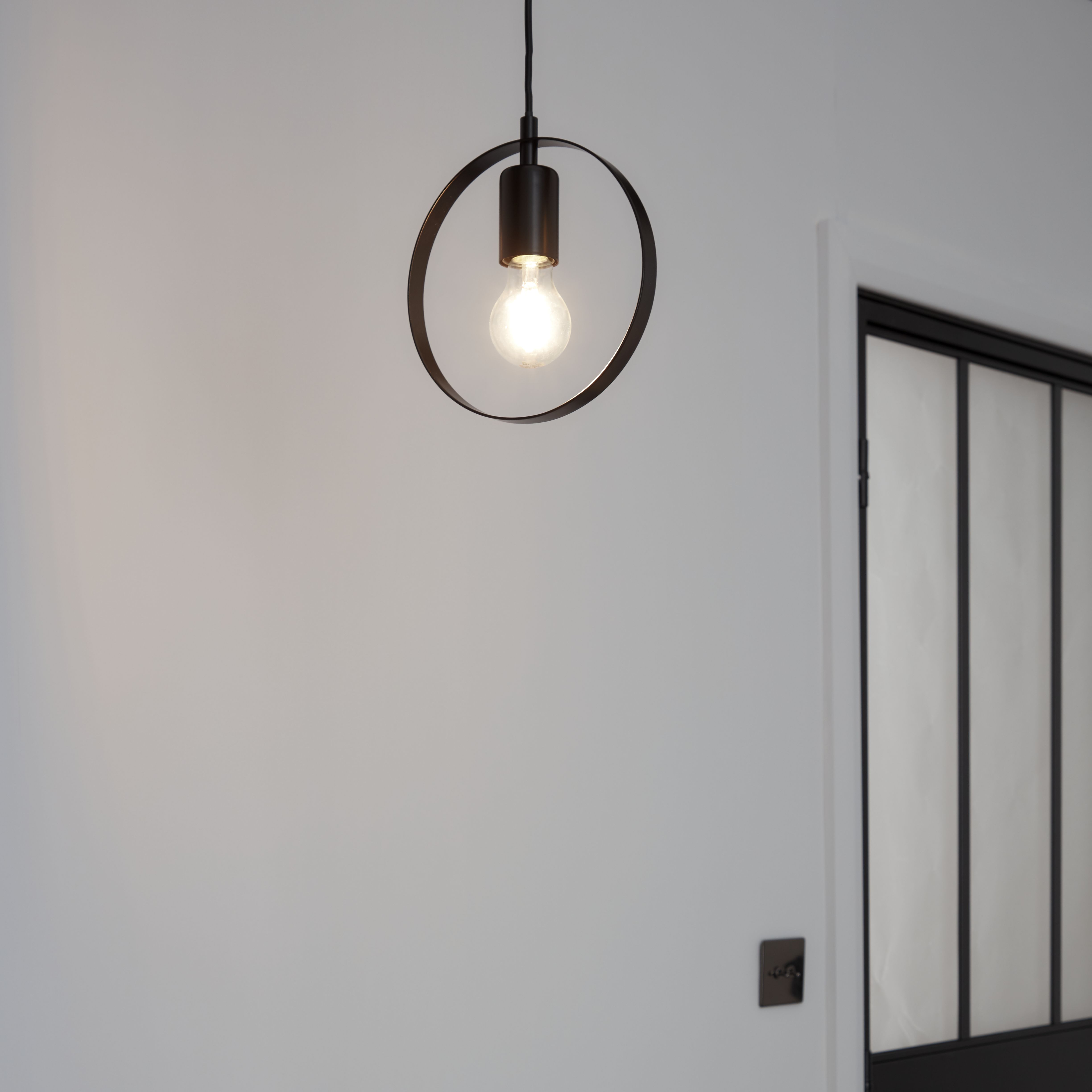 GoodHome Kaitains Matt Black Pendant ceiling light, (Dia)200mm