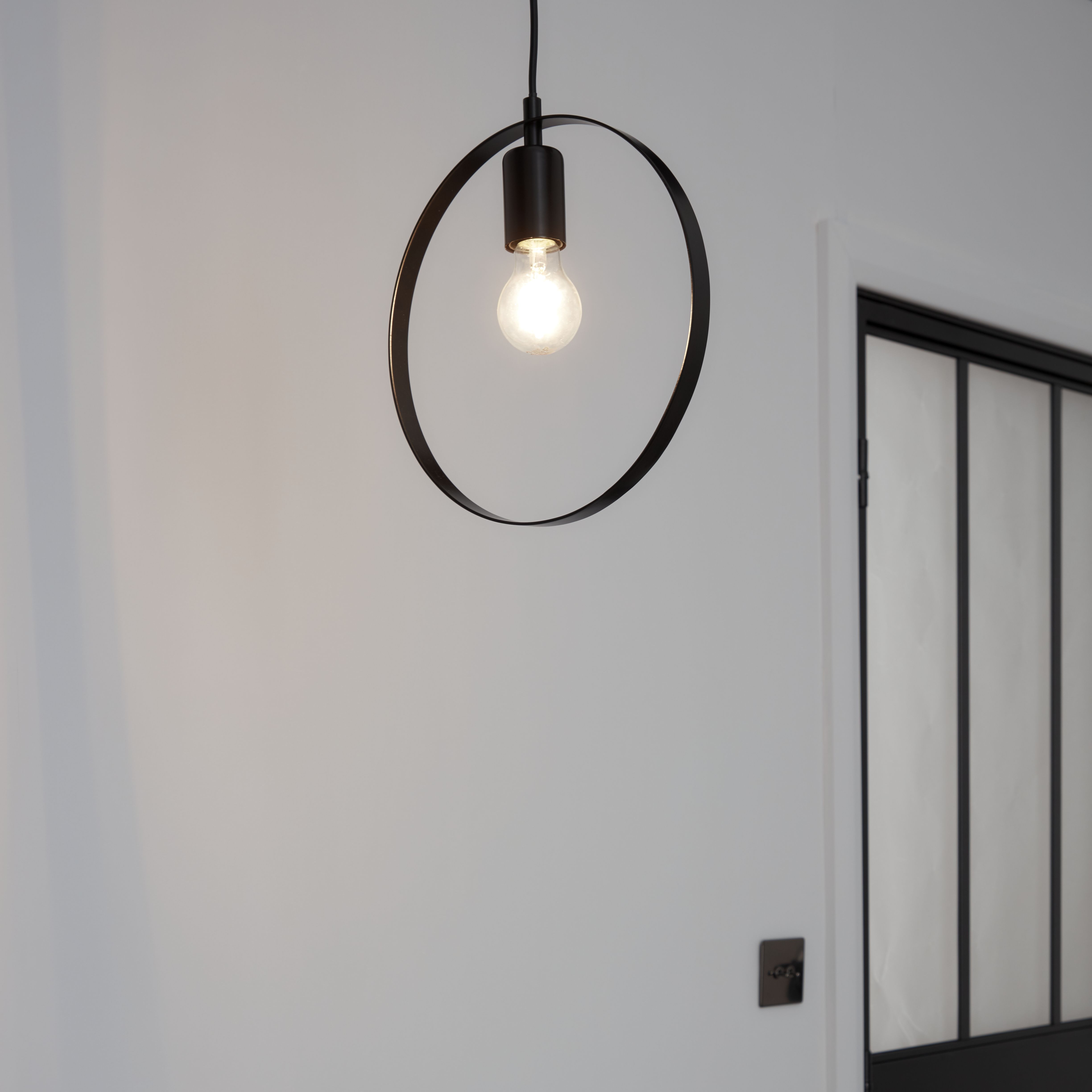 GoodHome Kaitains Matt Black Pendant ceiling light, (Dia)280mm