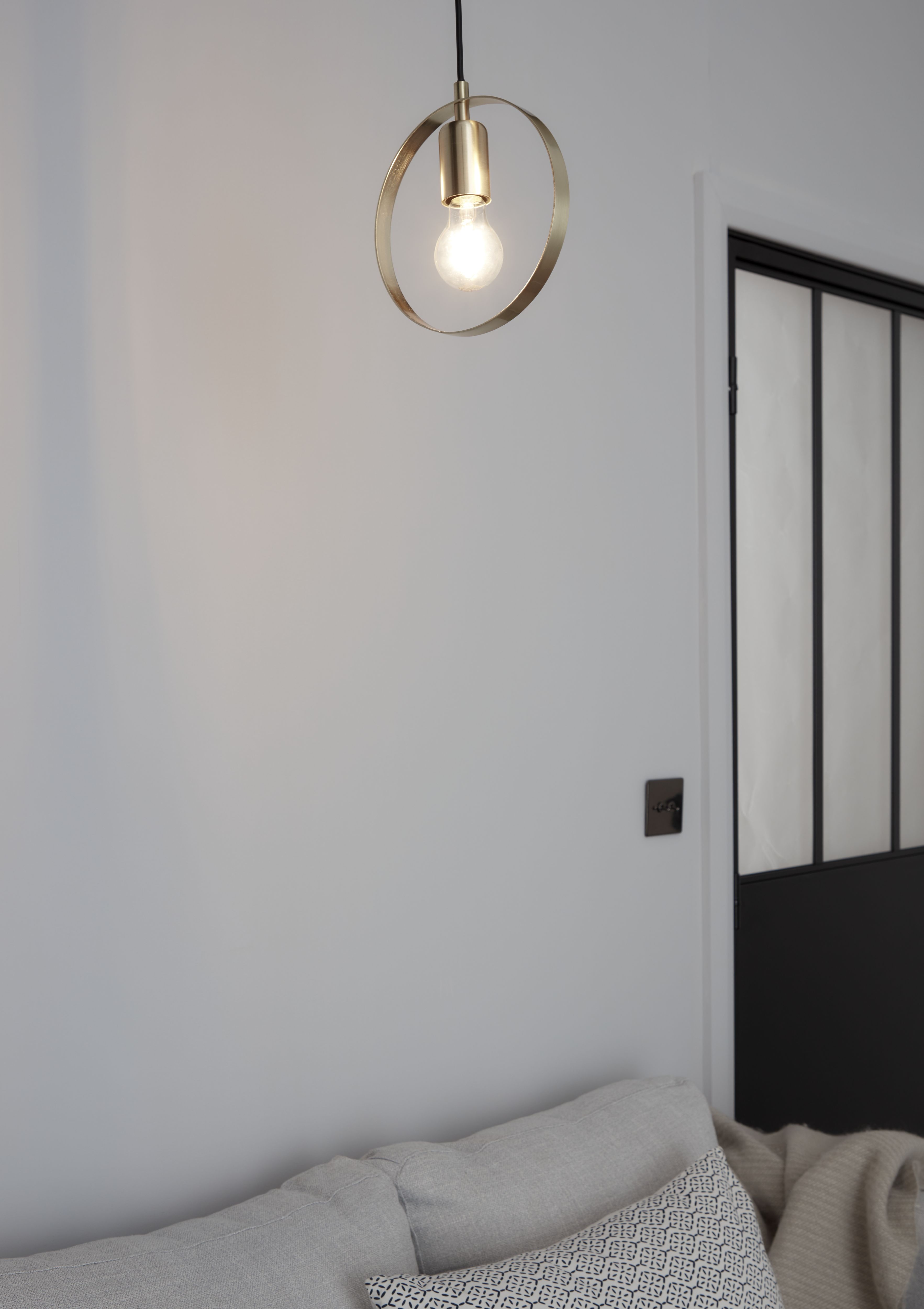 GoodHome Kaitains Matt Gold effect Pendant ceiling light Dia 280mm