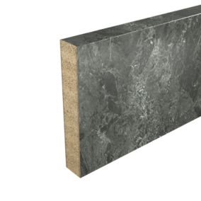 GoodHome Kala Matt Dark grey Marble effect Laminate Kitchen Upstand (L)3000mm