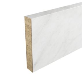 GoodHome Kala Matt White Quartz effect Laminate Kitchen Upstand (L)3000mm