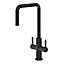 GoodHome Kamut Black Graphite effect Kitchen Twin lever Tap