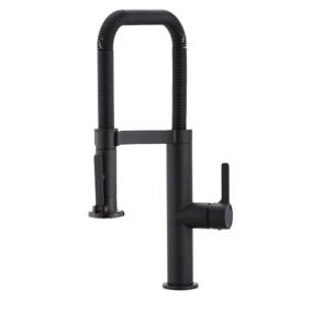 GoodHome Kamut Graphite effect Kitchen Side lever spring neck Tap