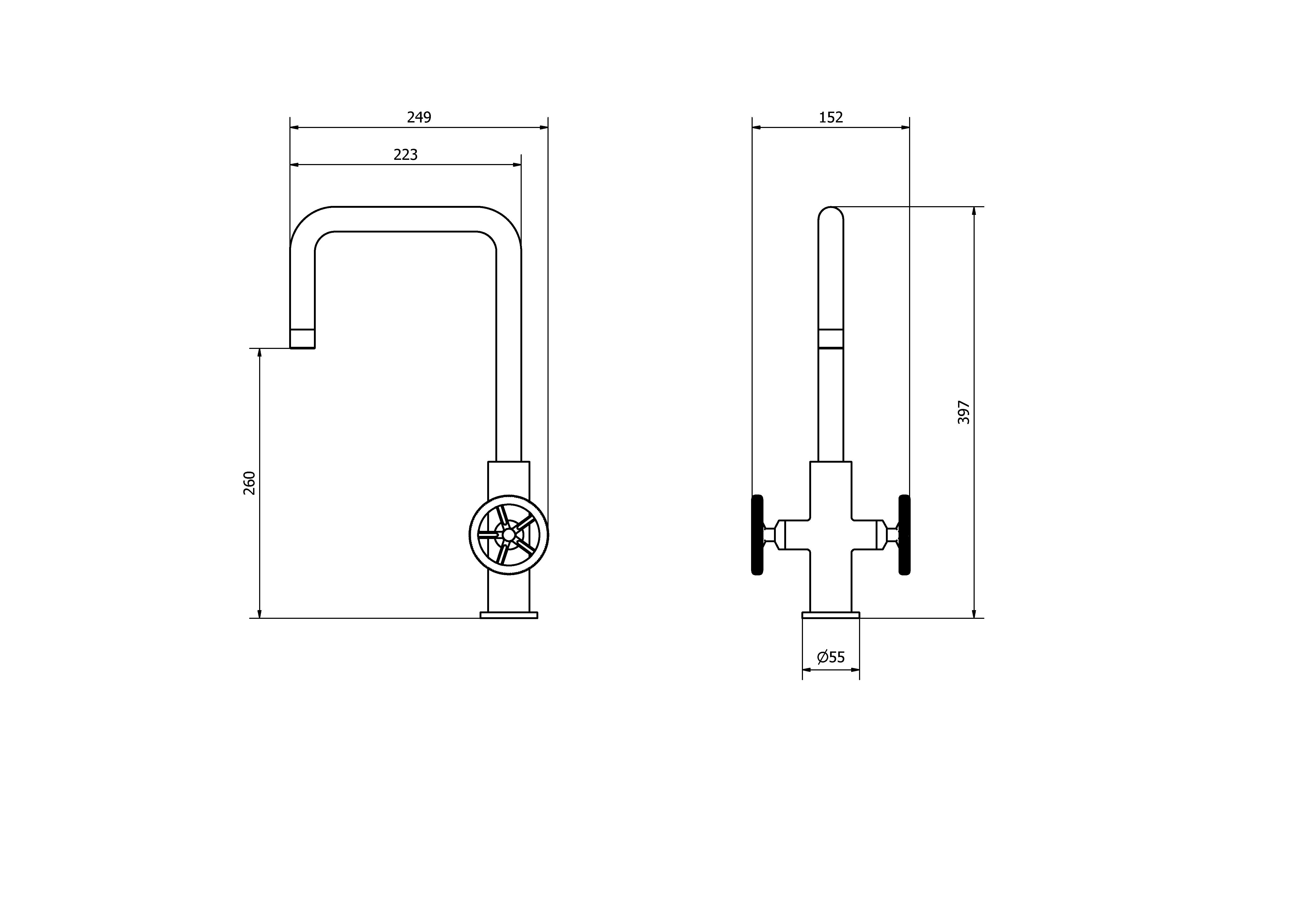 GoodHome Kamut Silver Stainless steel effect Kitchen Twin lever Tap