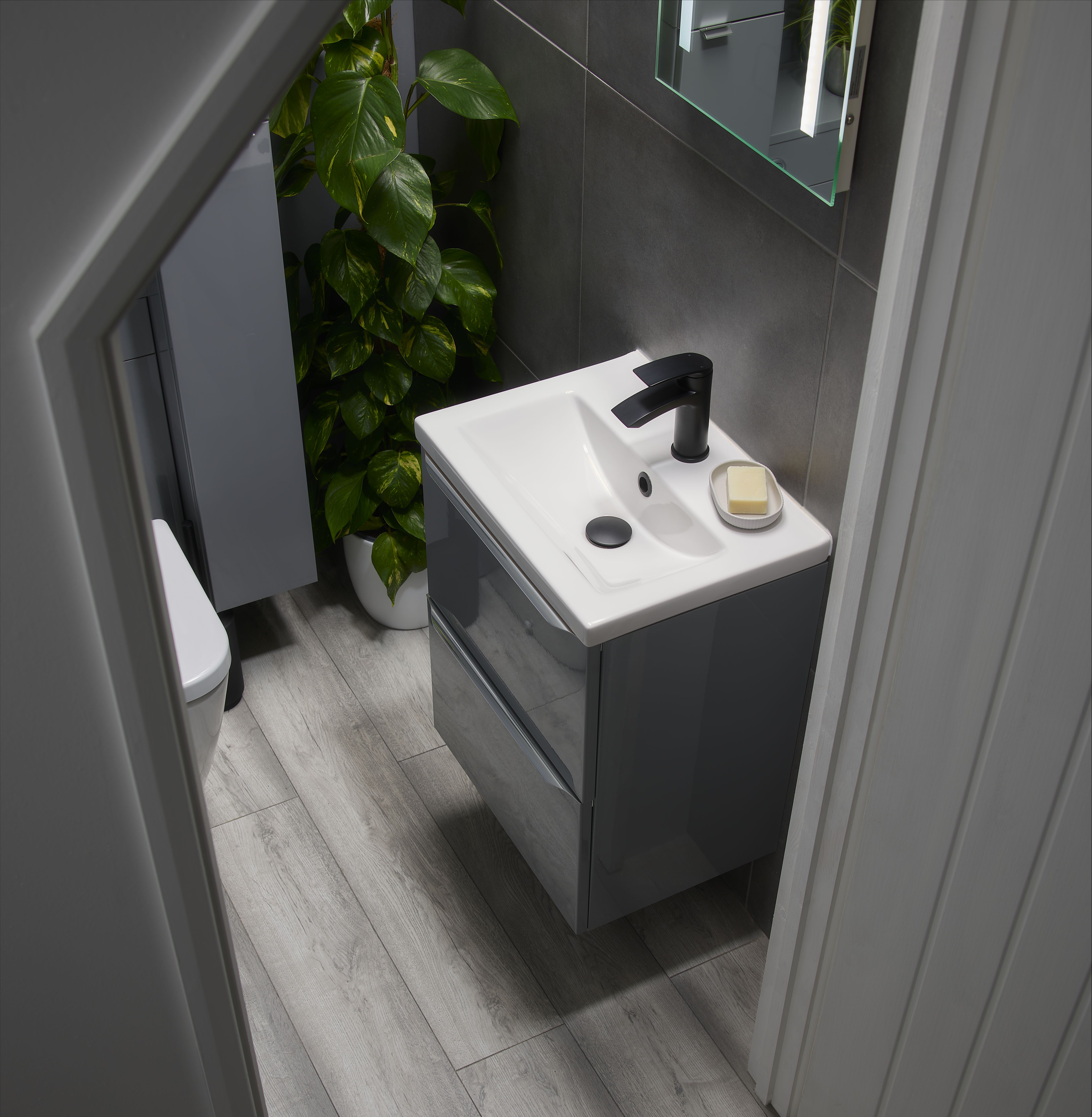 GoodHome Kariya Medium Matt Black Basin Mixer Tap
