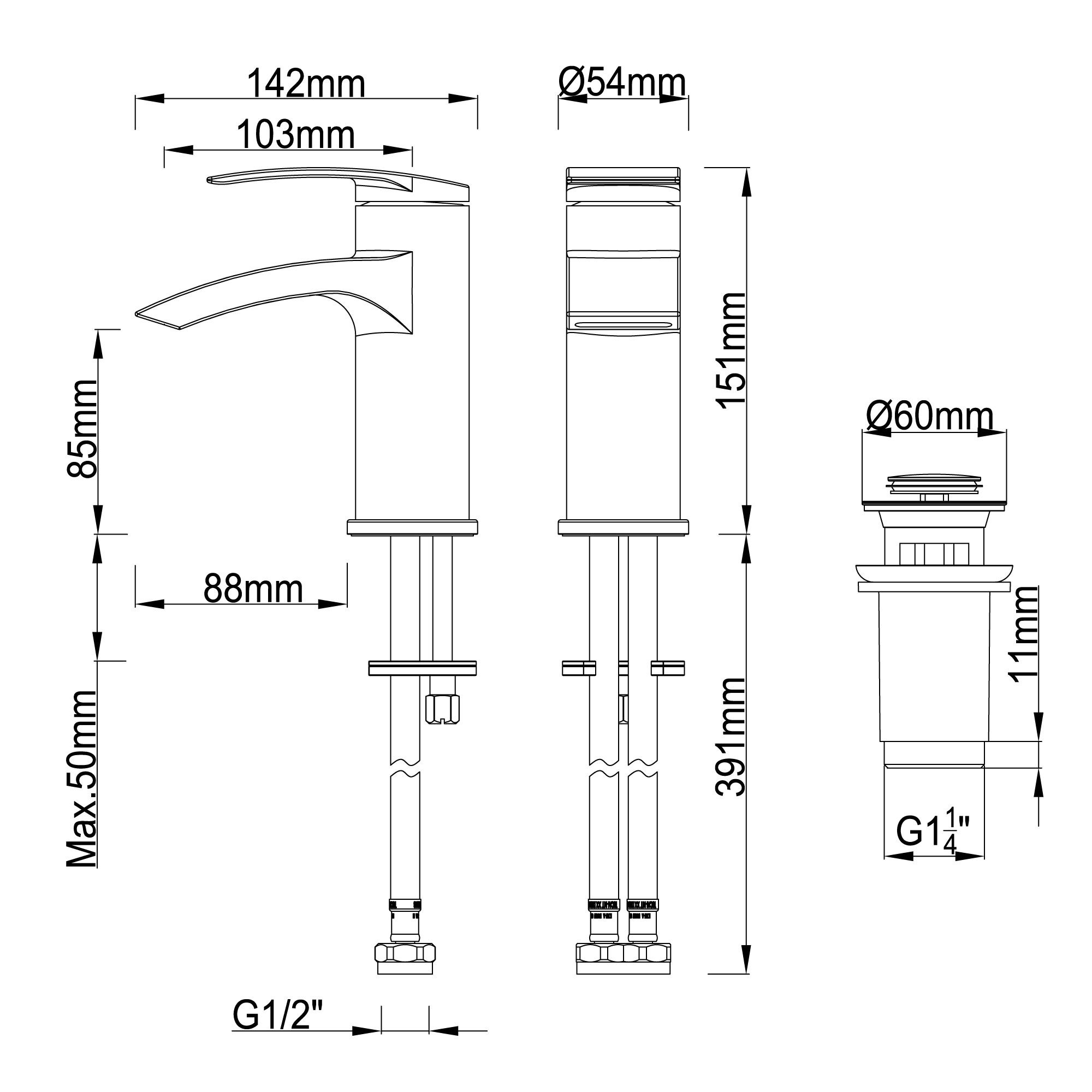 GoodHome Kariya Medium Matt Black Basin Mixer Tap