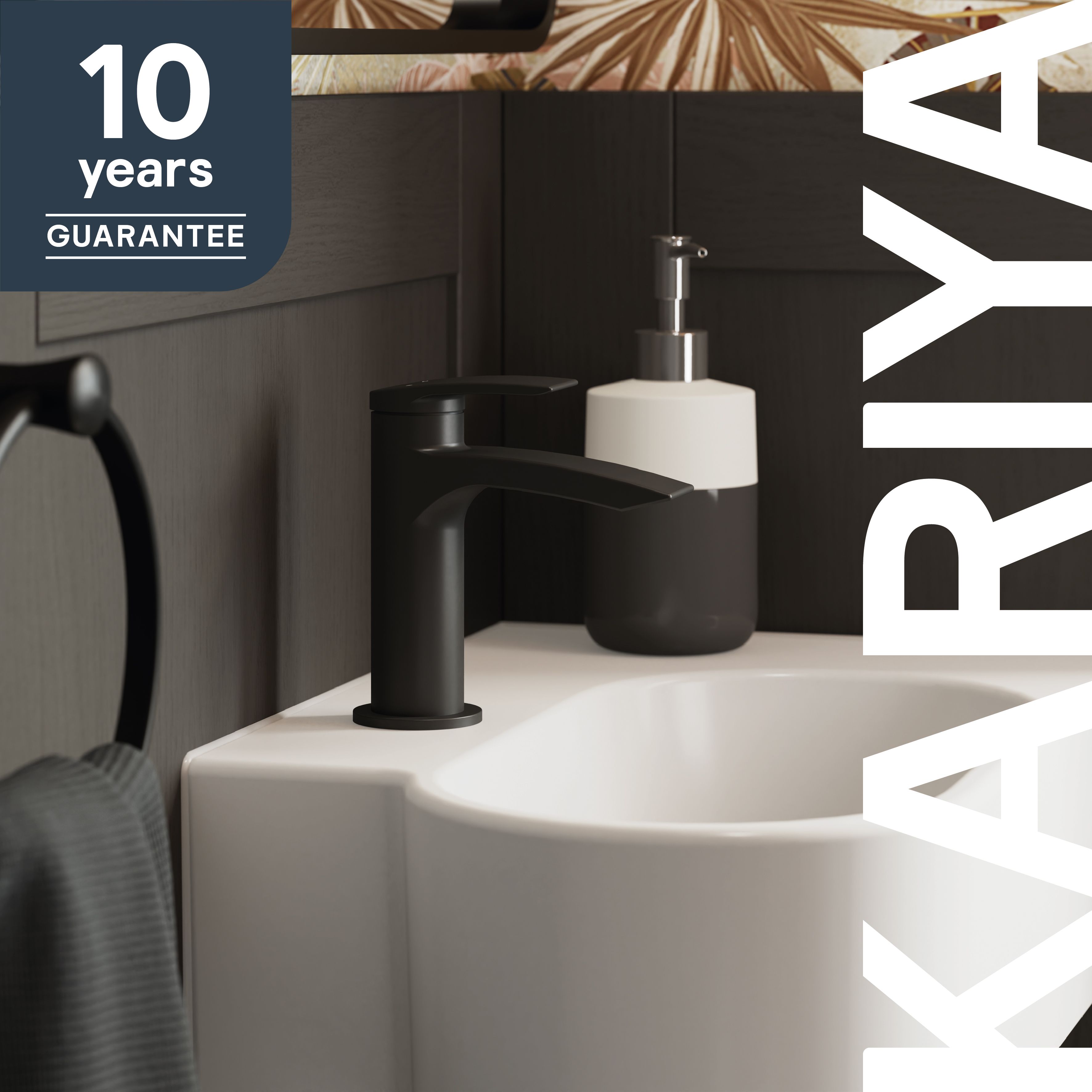 GoodHome Kariya Mini Matt Black Manual Basin Mixer Tap
