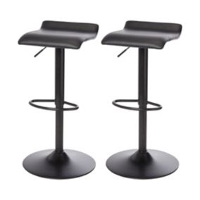 GoodHome Karonda Black Adjustable Swivel Bar stool, Pack of 2