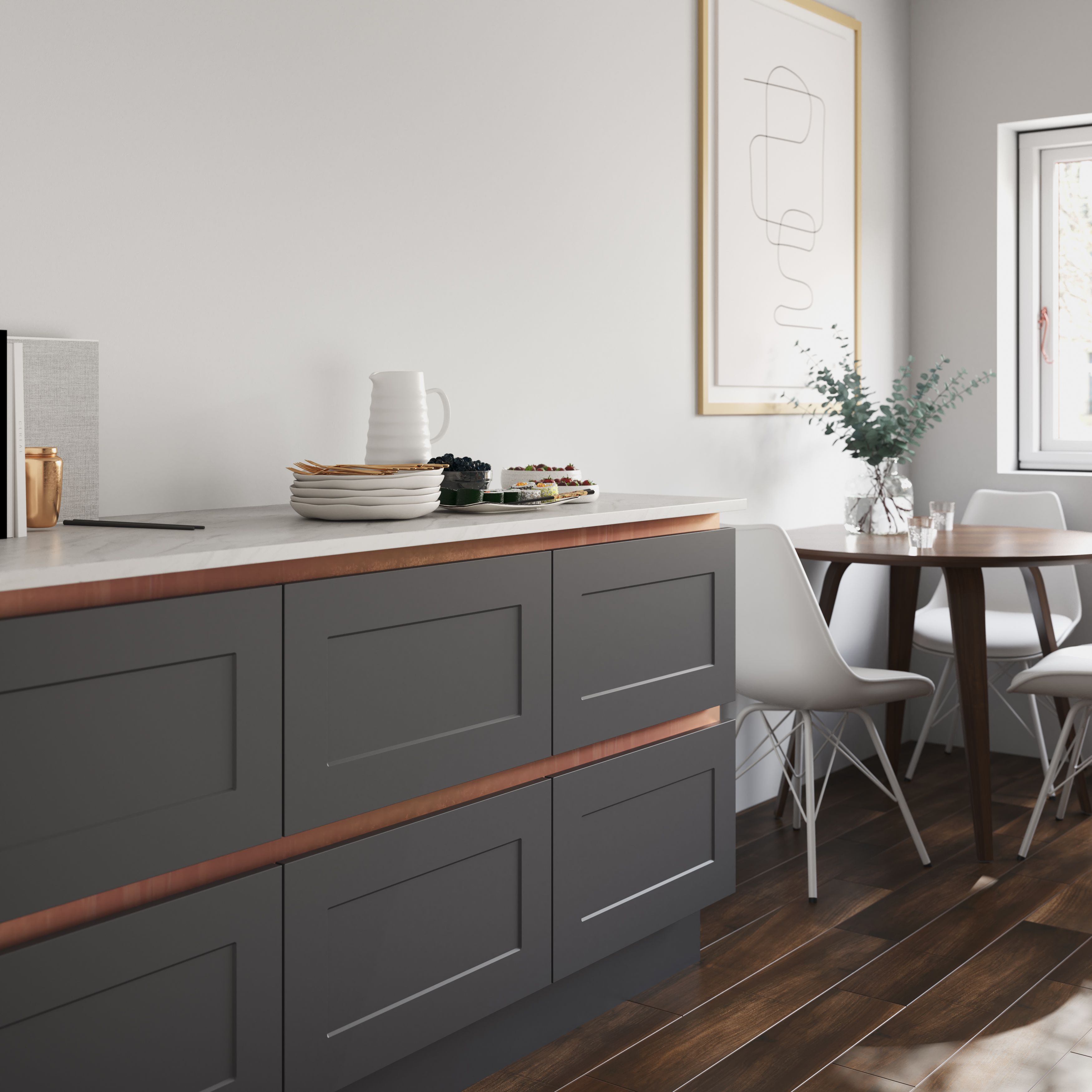 GoodHome Kava Natural Wood effect Solid beech Square edge Kitchen Worktop, (L)3000mm (W)620mm (T)27mm