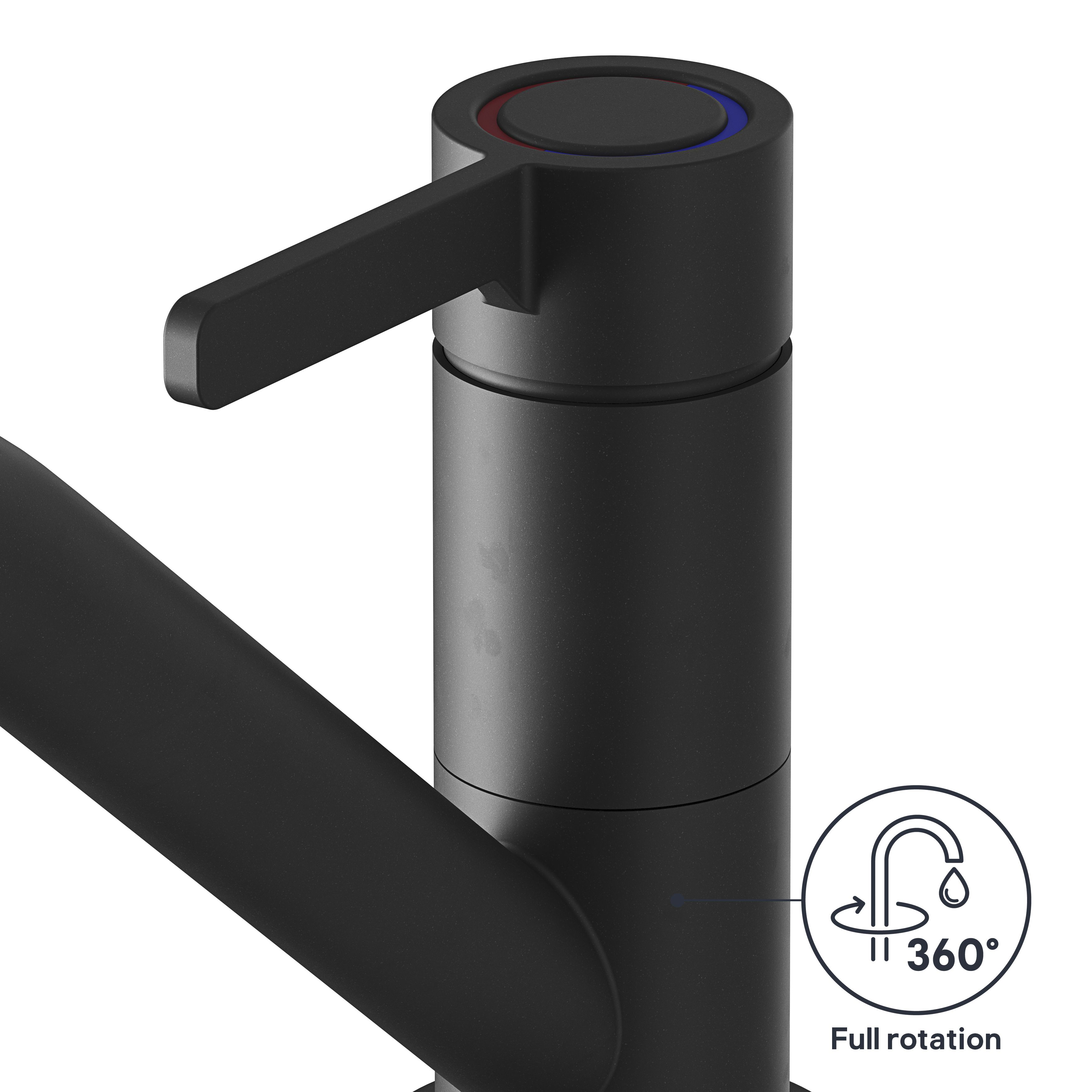GoodHome Kawa Black Graphite effect Kitchen Top lever Tap