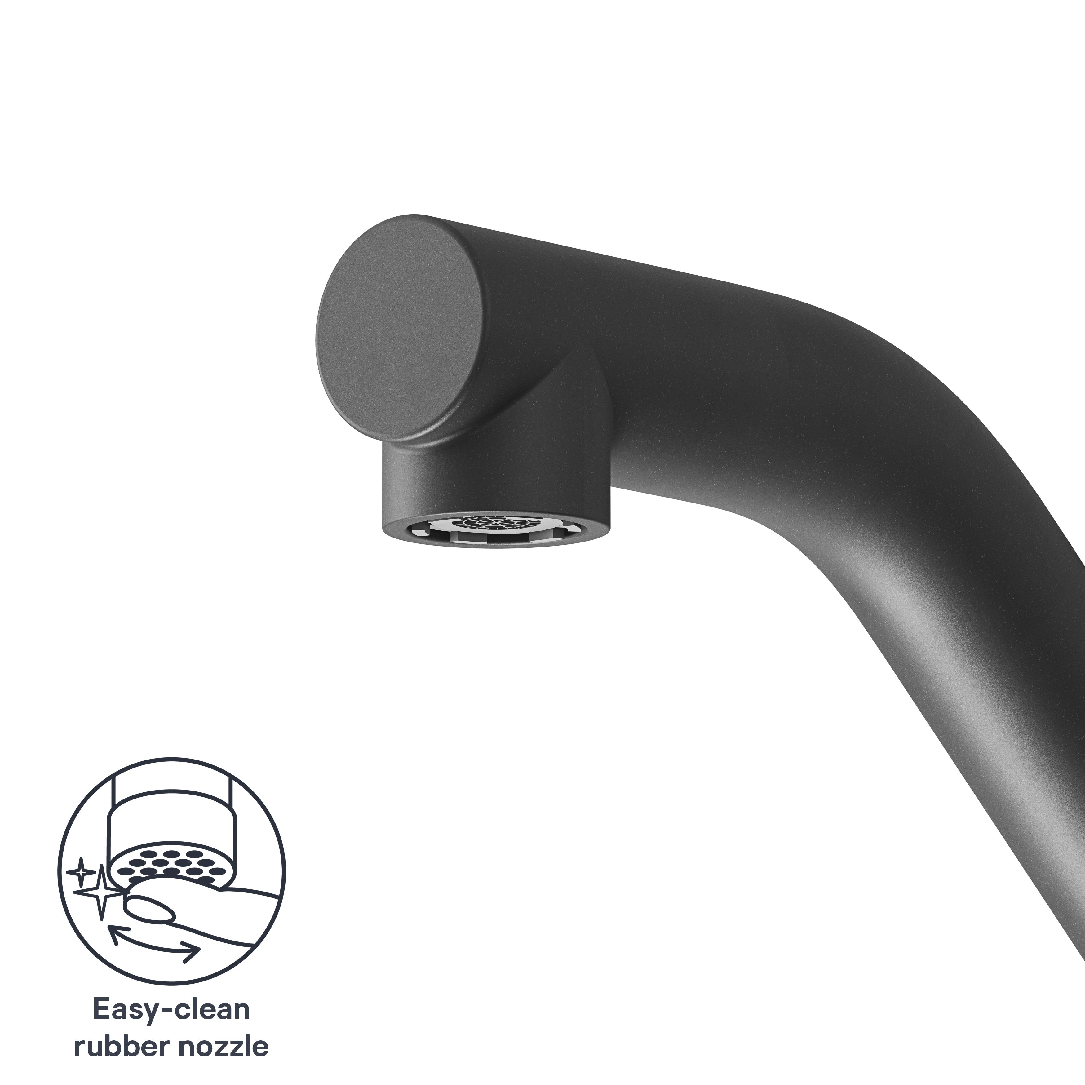 GoodHome Kawa Black Graphite effect Kitchen Top lever Tap