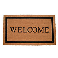GoodHome Kebir Black & natural Welcome Scraper mat, 45cm x 75cm