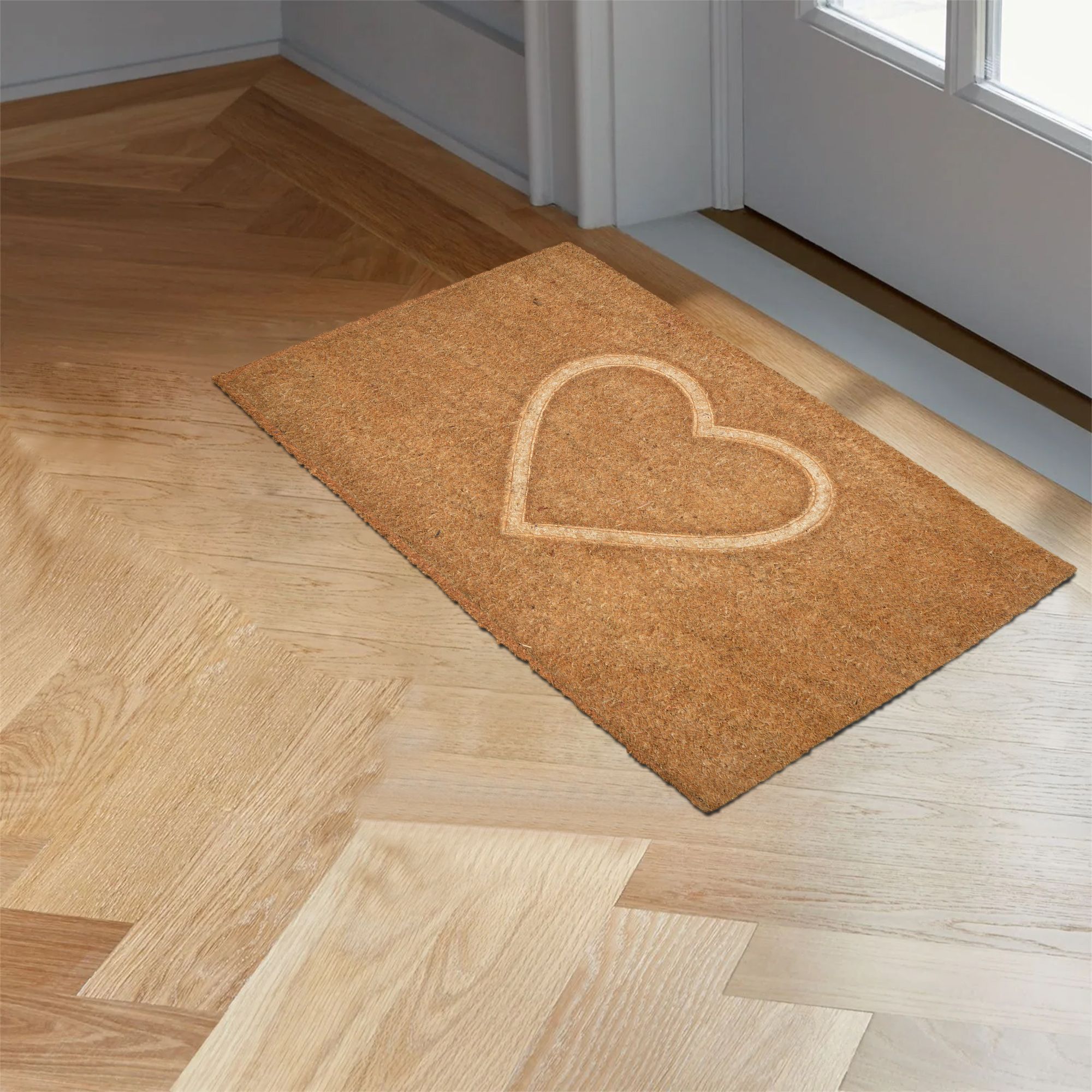 GoodHome Kebir Natural Heart Scraper mat, 40cm x 60cm