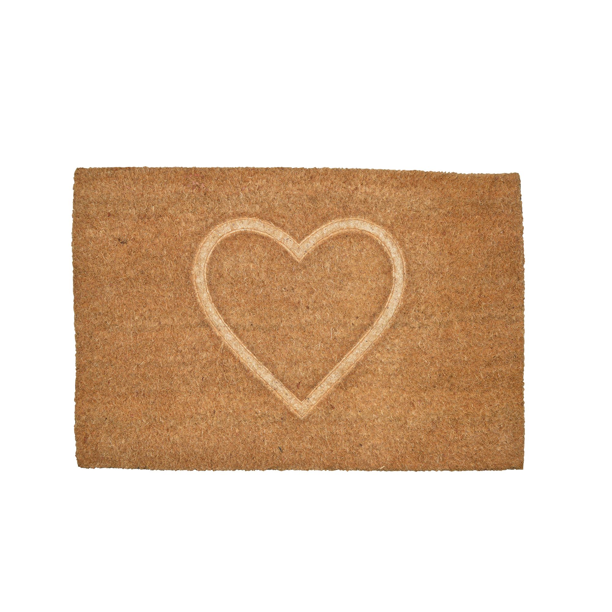 GoodHome Kebir Natural Heart Scraper mat, 40cm x 60cm