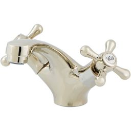 GoodHome Keiss 2 lever Gold effect Traditional Basin Mono mixer Tap