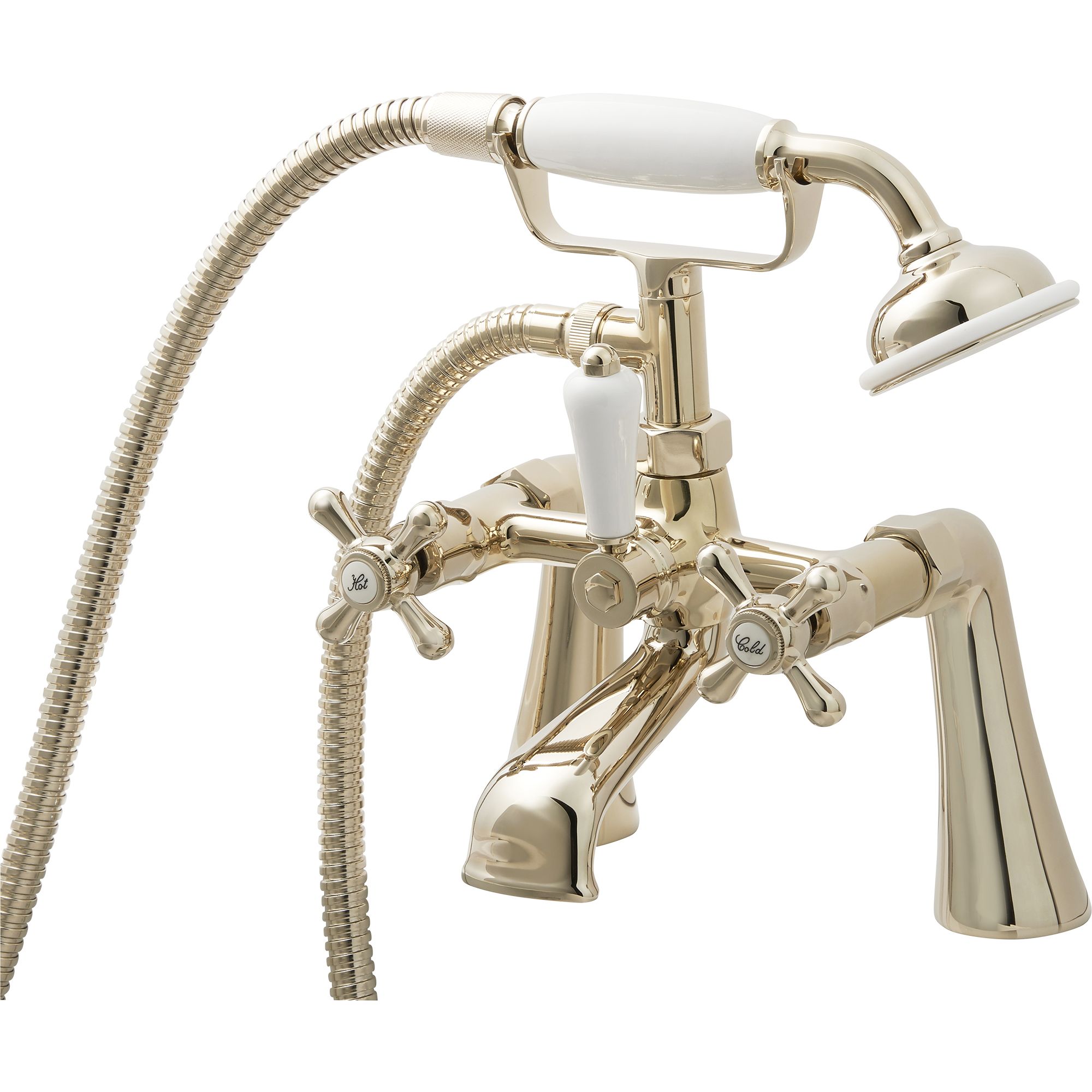 GoodHome Keiss Combi boiler, gravity-fed & mains pressure water systems Gold effect 1 Tap Hole Shower mixer Tap